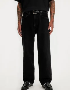 568 Loose Straight Non Stretch Black Denim Jeans