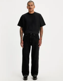 568 Loose Straight Non Stretch Black Denim Jeans