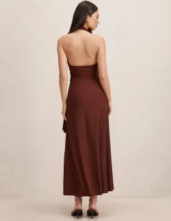 AALIYAH WRAP HALTER NECK MIDI DRESS
