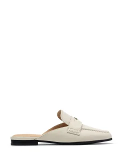 AARON Vintage Ivory Leather Backless Loafer