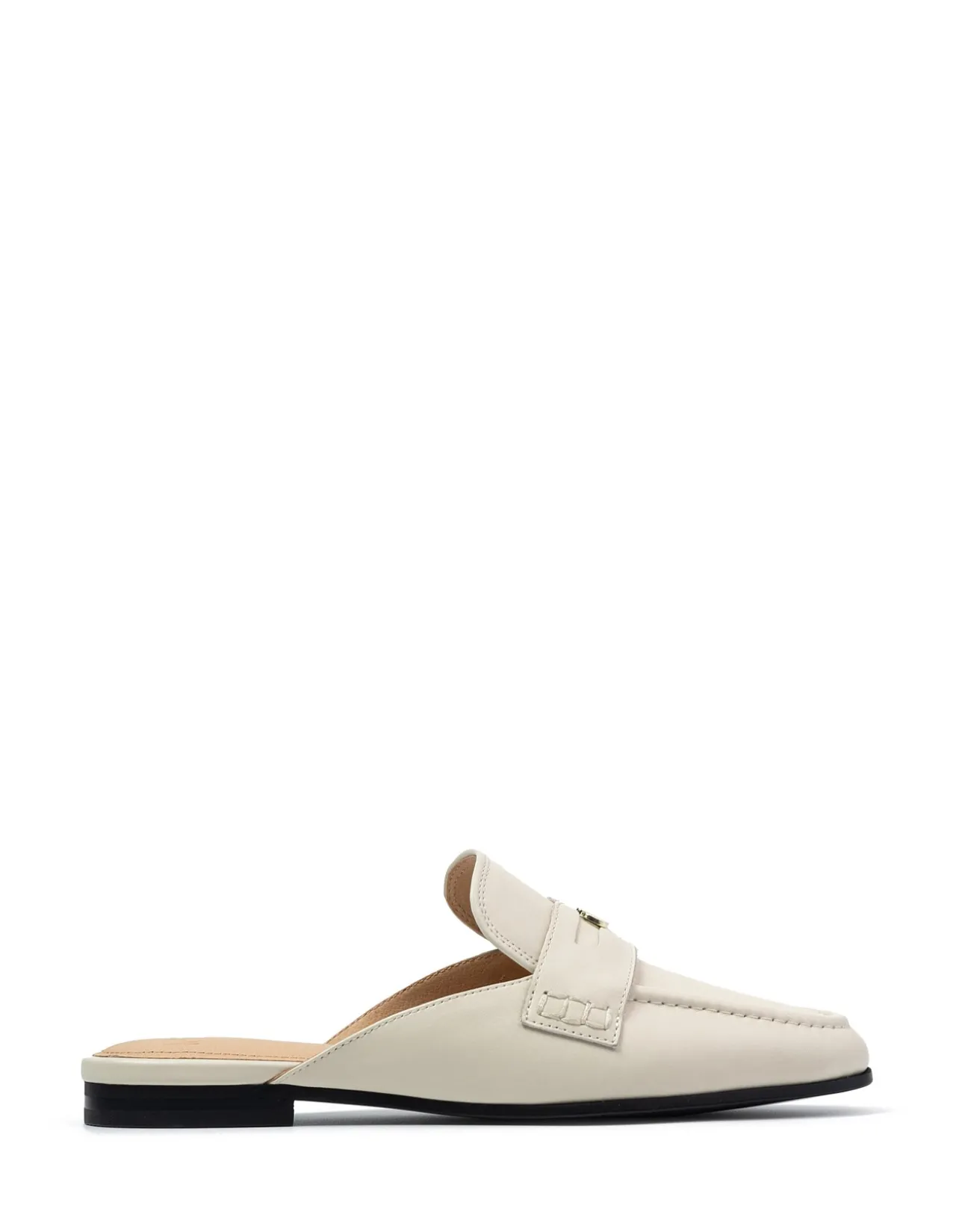 AARON Vintage Ivory Leather Backless Loafer