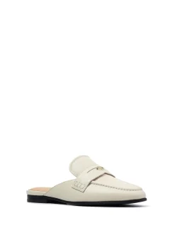 AARON Vintage Ivory Leather Backless Loafer