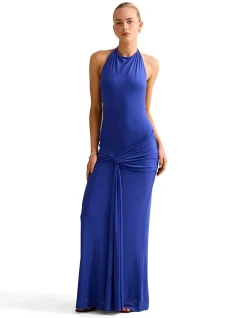 ABBY HALTER NECK MESH MAXI DRESS