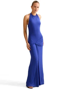 ABBY HALTER NECK MESH MAXI DRESS