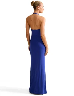 ABBY HALTER NECK MESH MAXI DRESS