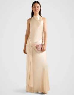 ABBY HALTER NECK SATIN MAXI DRESS
