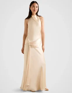 ABBY HALTER NECK SATIN MAXI DRESS