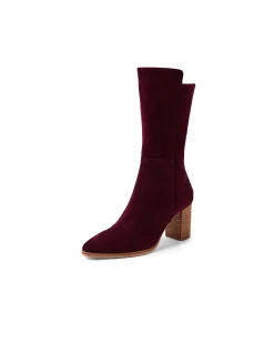 Ainslee Suede Block Heel Calf Boots