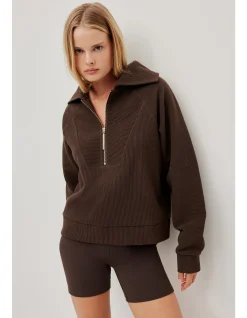 Aje Athletica Ribbed Quarter Zip Jumper