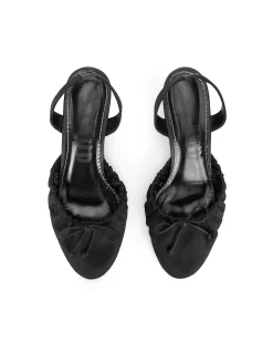 Alba Ruched Bow Kitten Heel Slingback Pumps