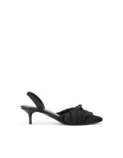 Alba Ruched Bow Kitten Heel Slingback Pumps