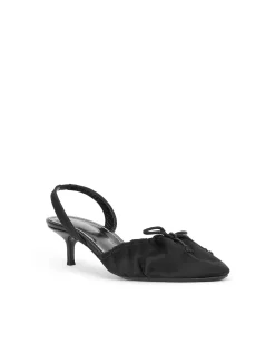 Alba Ruched Bow Kitten Heel Slingback Pumps