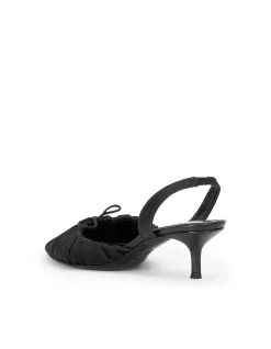 Alba Ruched Bow Kitten Heel Slingback Pumps
