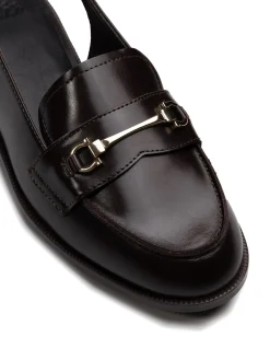 Alexia Dark Brown Leather Slingback Loafer