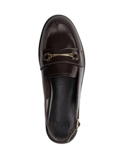 Alexia Dark Brown Leather Slingback Loafer