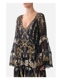 A-LINE GATHERED PANEL DRESS