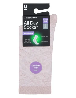 All Day Premium Fine Floral Crew Socks