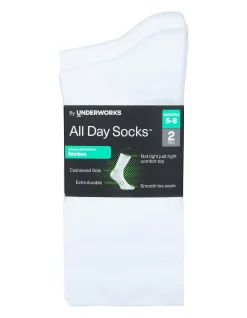 All Day Bamboo Cushioned Crew Socks 2 Pack