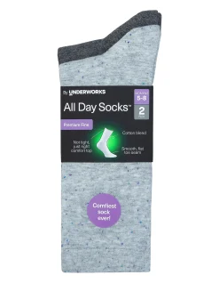 All Day Premium Fine Pattern Crew Socks 2 Pack