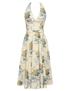 ALLENA STRETCH COTTON HALTER MIDI DRESS
