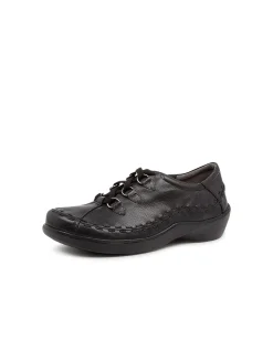 Allsorts Xw Black Leather Lace Up Flats