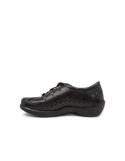 Allsorts Xw Black Leather Lace Up Flats