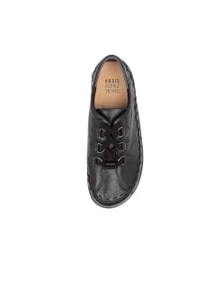 Allsorts Xw Black Leather Lace Up Flats