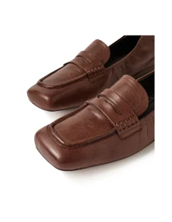Allude Polished Leather Square Toe Loafers