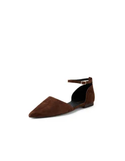 Aloma Suede Pointed Ankle Strap Flats