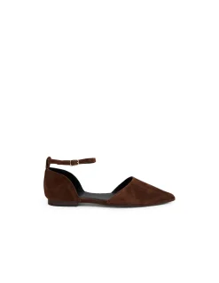 Aloma Suede Pointed Ankle Strap Flats