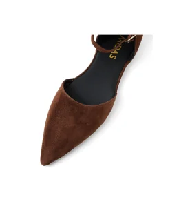 Aloma Suede Pointed Ankle Strap Flats