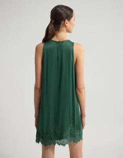 AMBER SATIN AND LACE DRESS