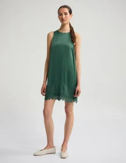 AMBER SATIN AND LACE DRESS
