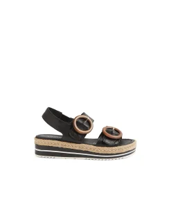 Ambian Leather Buckle Platform Sandals