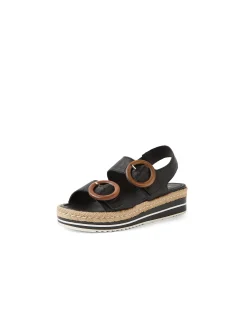Ambian Leather Buckle Platform Sandals
