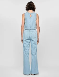 Amelia Chambray High Rise Wide Leg Jeans