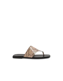 Amii Snake Print Square Toe Leather Sandals