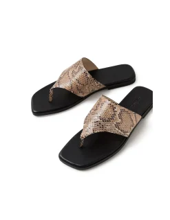 Amii Snake Print Square Toe Leather Sandals