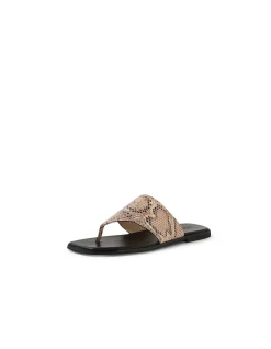 Amii Snake Print Square Toe Leather Sandals
