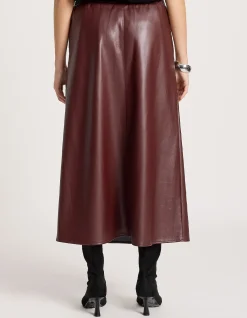 Amina Vegan Leather A Line Midi Skirt