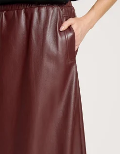 Amina Vegan Leather A Line Midi Skirt