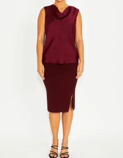 AMITY MERLOT SATIN TOP