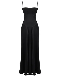 Anabelle Black Lace Up Maxi Dress