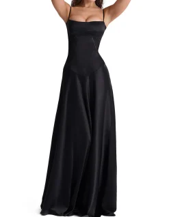 Anabelle Black Lace Up Maxi Dress
