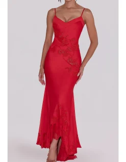 ANASTELLE HAND BEADED SATIN MAXI DRESS