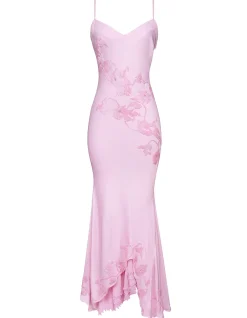 ANASTELLE'HAND BEADED SATIN MAXI DRESS