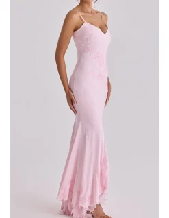 ANASTELLE'HAND BEADED SATIN MAXI DRESS