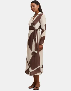 ANGELINA LONG SLEEVES TIE MIDI DRESS