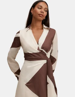 ANGELINA LONG SLEEVES TIE MIDI DRESS