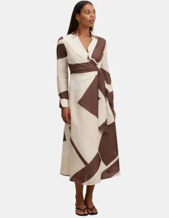 ANGELINA LONG SLEEVES TIE MIDI DRESS